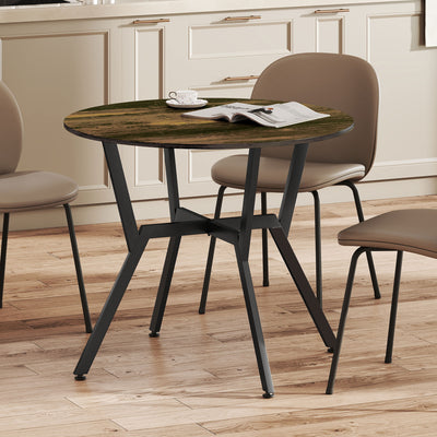 HOMCOM Dining Table, Round Kitchen Table with Black Legs, Anti-slip Foot Pads for Living Room, Dining Room 90 x 76 cm, Rustic Brown 