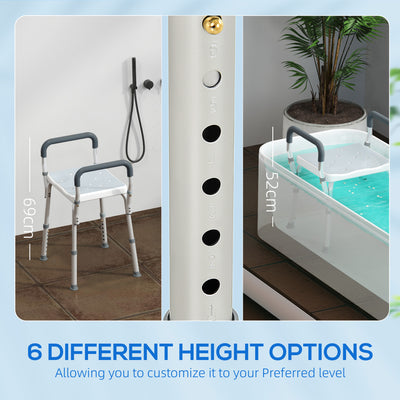 HOMCOM 57-69cm Aluminium Frame Bath Seat - Light Blue 