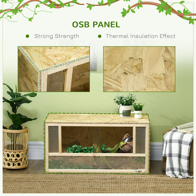 PawHut Reptile Terrarium Vivarium Habitat w/ Transparent Sliding Doors, Breathable Mesh, for Lizards, Horned Frogs, Snakes and Chameleons, 80 x 40 x 40 cm 