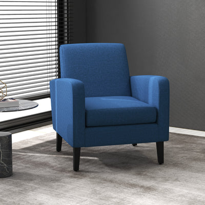 HOMCOM Linen-Look Boxy Armchair - Blue 