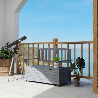 Outsunny Two-Seater Garden Storage Bench - Grey 
