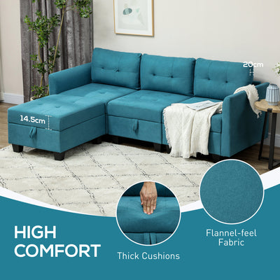 HOMCOM 'L' Shape Modular Sofa, with Storage - Light Blue 