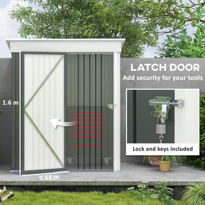 Outsunny Metal Garden Shed, Outdoor Lean-to Shed for Tool Motor Bike, with Adjustable Shelf, Lock, Gloves, 5'x3'x6',  Dark Grey 