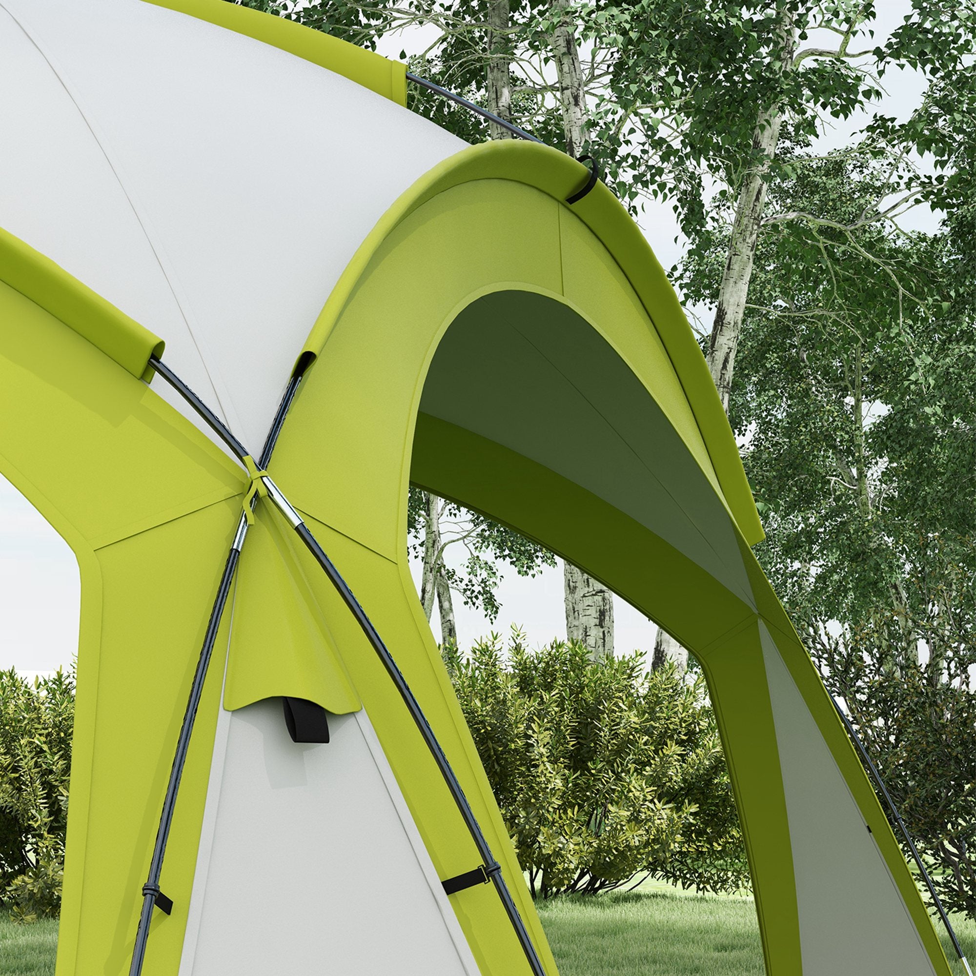 Outsunny 3.5 x 3.5M Camping Gazebo, Outdoor Event Shelter Dome Tent Garden Sun Shelter Patio Spire Arc Pavilion Camp Sun Shade, Green 