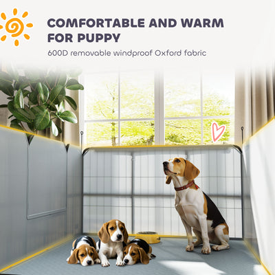 PawHut Steel Dog Whelping Box with Washable Pee Pad, Windproof Cloth, Lockable Door, for Small & Medium Dogs, 102 x 102 x 60cm 