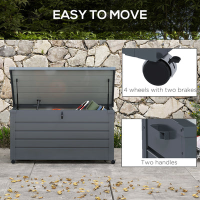 Outsunny 311L Galvanised Steel Garden Storage Box, with Lock - Dark Grey 
