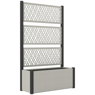 Outsunny Garden Planter Box with Trellis, Liner for Climbing Plants, Vegetables, Flowers, 90 x 35 x 148 cm, Mixed-grey 