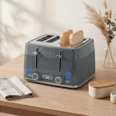 HOMCOM 4 Slice Toaster with 7 Browning Levels, Bread Toaster with Removable Crumb Tray, Grey 