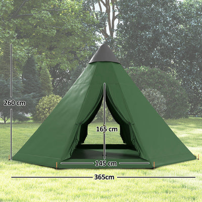 Outsunny 6 Men Tipi Tent with Carry Bag - Green 