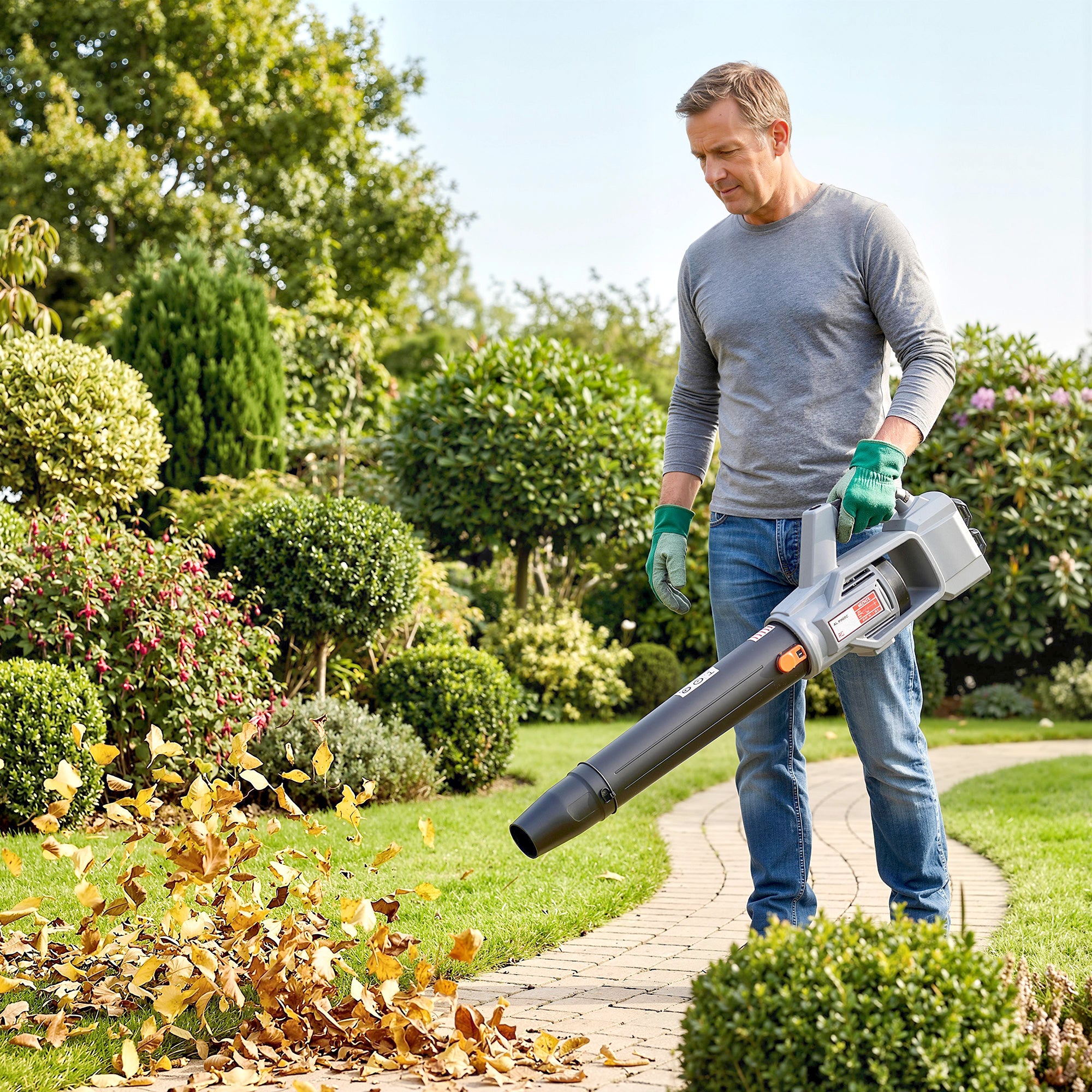 Outsunny Leaf Blower Cordless with 2 x 4000mAh Batteries & Charger, 36V Lightweight Garden Blower with 1000W Brushless Motor 