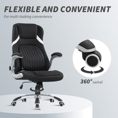 Vinsetto Linen-Look Office Chair, with Adjustable Height and Tension - Black 