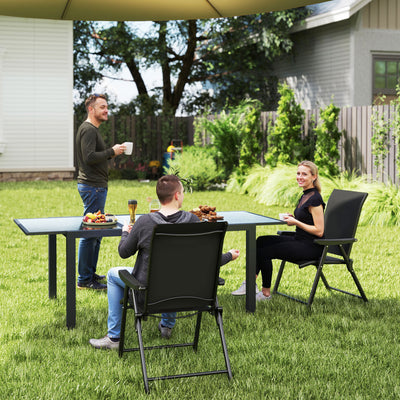 Outsunny Set of Two Folding Outdoor Chairs - Black 