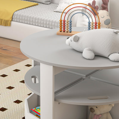 AIYAPLAY 5-Piece Kids Table and Chairs Set with Storage for Toddler 3-8 Years Old, Grey 