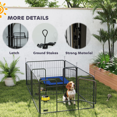 PawHut 7 Panel Dog Whelping Box, Heavy Duty Dog Playpen with Washable Pee Pads, Windproof Fabric, for Small and Medium Dogs 