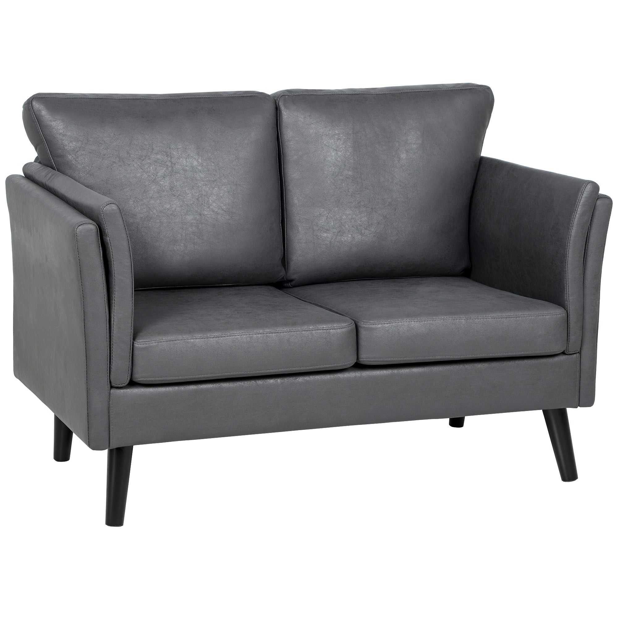 HOMCOM Two-Seater Leathaire Sofa - Grey
