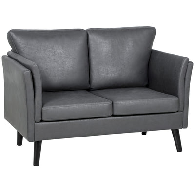 HOMCOM Two-Seater Leathaire Sofa - Grey 