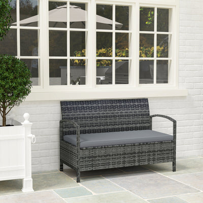Outsunny 125L Storage Garden Bench, with Cushion - Grey 