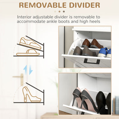 HOMCOM Two-Drawer Minimalistic Shoe Storage Cabinet, for 10 Shoes 