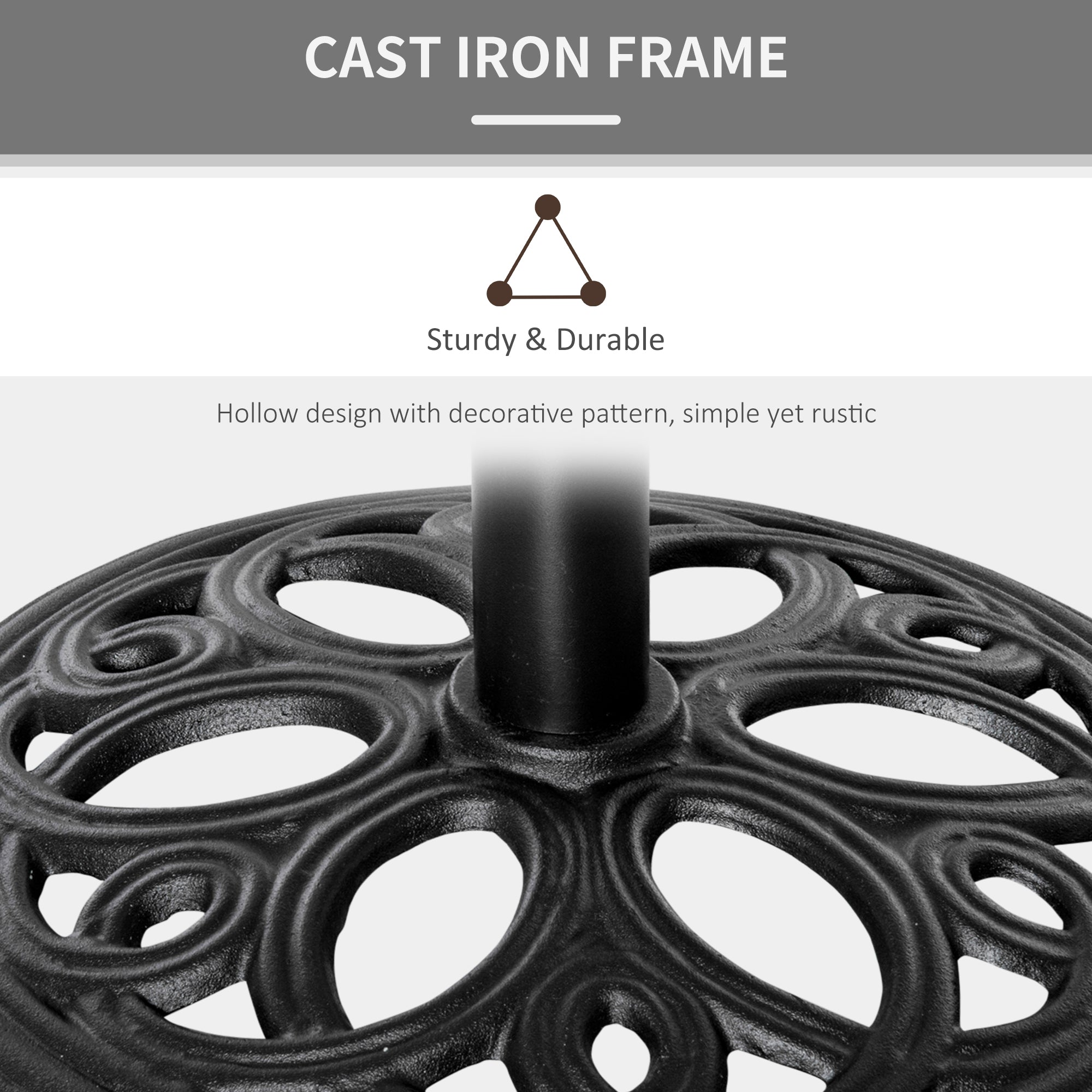 Outsunny 11.5 kg Cast Metal Round Patio Umbrella Base Stand, Umbrella Holder for Outdoor, Patio, Garden, Black 