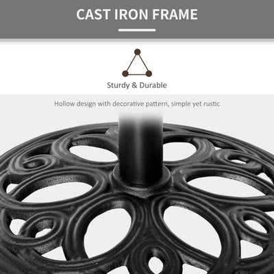 Outsunny 11.5 kg Cast Metal Round Patio Umbrella Base Stand, Umbrella Holder for Outdoor, Patio, Garden, Black 