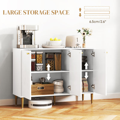 HOMCOM Elegant Two-Cupboard Sideboard - White/Gold-Tone 