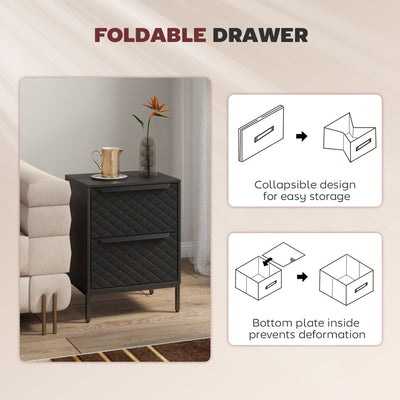 HOMCOM Chest of Drawers, Dresser with 2 Fabric Drawers and Aluminium Handles - Black 