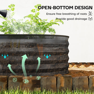Outsunny Set of Two 150 x 60cm Steel Planters - Dark Grey 