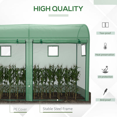 Outsunny Walk-in Greenhouse, Tomato Greenhouse with Double Doors & 4 Windows, Garden Plant Growth Green House with PE Cover, Steel Frame, Green, 3 x 1 x 2 m 