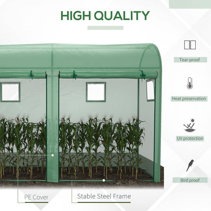 Outsunny Walk-in Greenhouse, Tomato Greenhouse with Double Doors & 4 Windows, Garden Plant Growth Green House with PE Cover, Steel Frame, Green, 3 x 1 x 2 m 