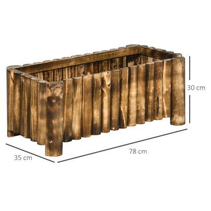 Outsunny 52L Raised Flower Bed Wooden Rectangular Planter Container Box Herb Pot Flower Pot 78L x 35W x 30H (cm) 