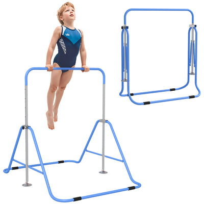HOMCOM Kids Gymnastic Bar, with Adjustable Height, Foldable Horizontal Bars - Blue 