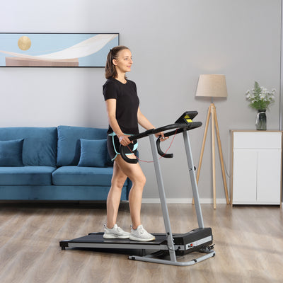 HOMCOM 1.25HP Motorised Electric Treadmill, 10km/h Folding Running Machine, Gym Fitness Exercise with LCD Monitor, Grey 