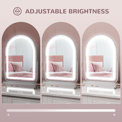 HOMCOM LED Vanity Mirror with Lights, 43 x 59cm Lighted Makeup Mirror with 3 Colour, 360\'c2\'b0 Rotation, Touch Screen, for Bedroom and Dressing Room, White 