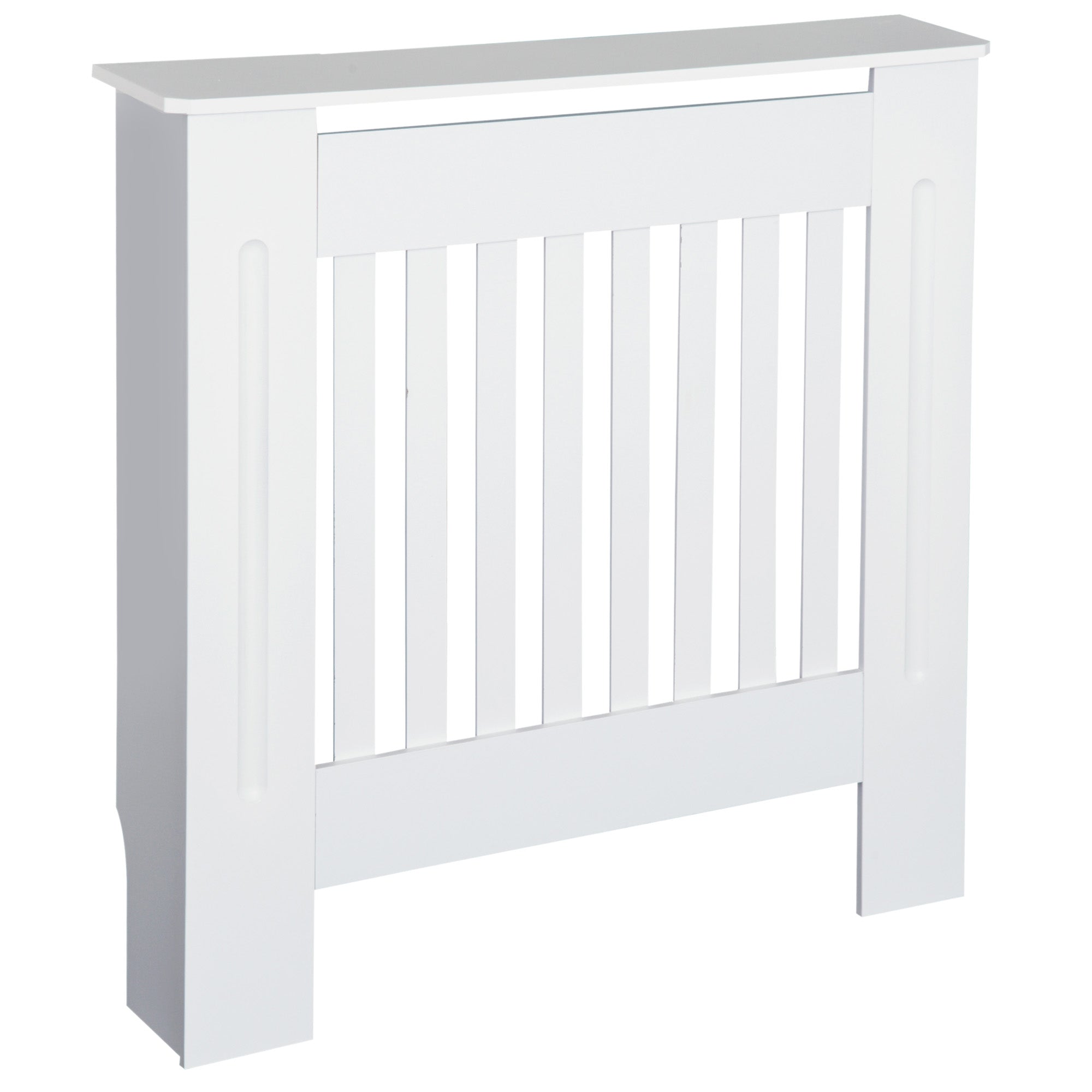 HOMCOM MDF Radiator Cover Wooden Cabinet Shelving Home Office Vertical Slatted Vent White 78L x 19W x 81H 