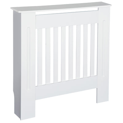 HOMCOM MDF Radiator Cover Wooden Cabinet Shelving Home Office Vertical Slatted Vent White 78L x 19W x 81H 