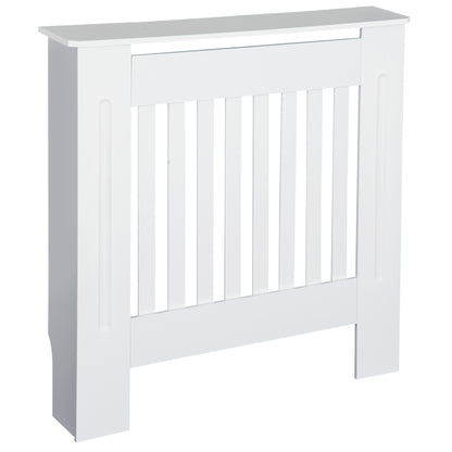 HOMCOM MDF Radiator Cover Wooden Cabinet Shelving Home Office Vertical Slatted Vent White 78L x 19W x 81H 