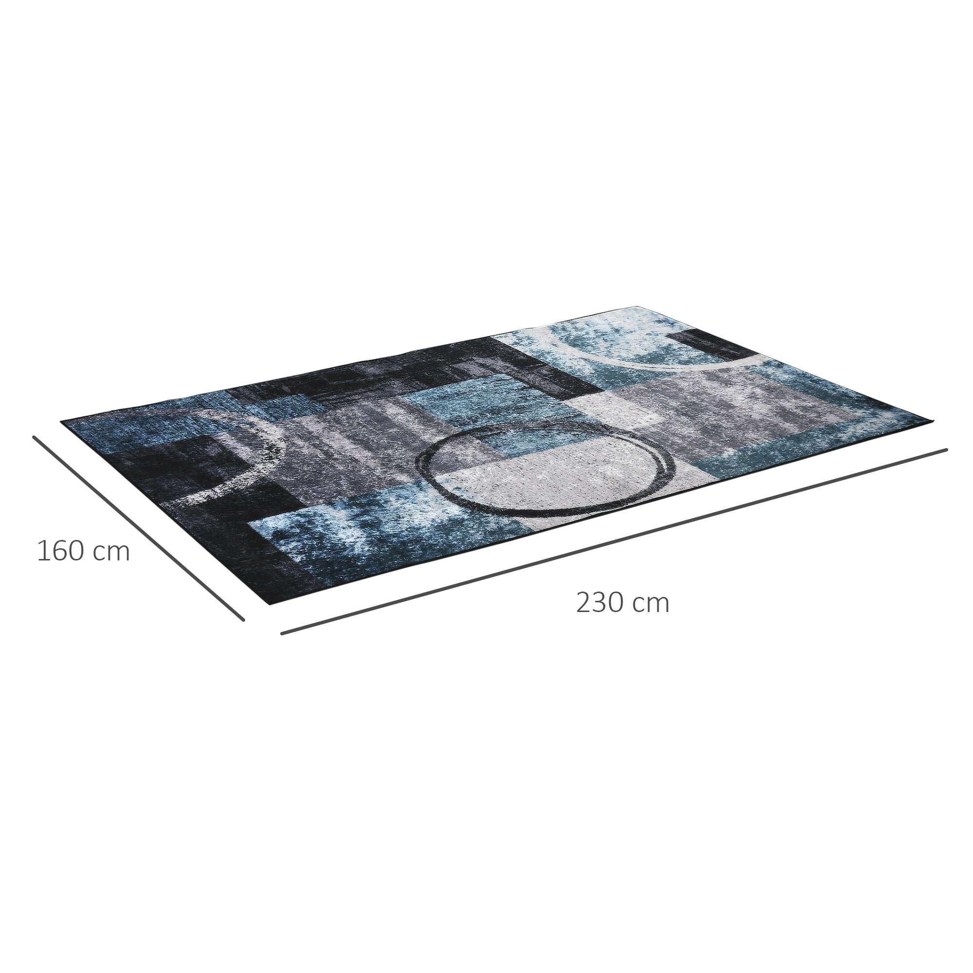 HOMCOM Blue Geometric Rug, Modern Area Rugs Large Carpet for Living Room, Bedroom, Dining Room, 160x230 cm 