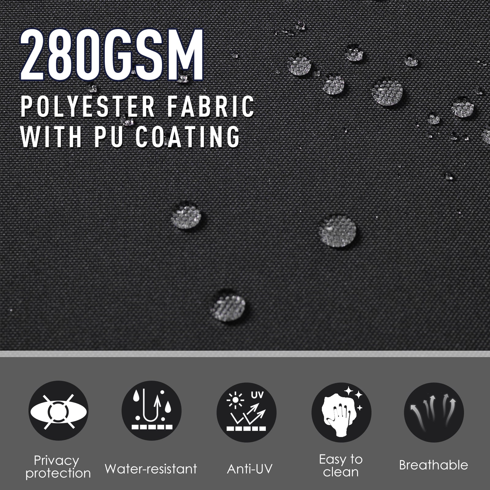 Outsunny 600 x 180 cm (HxL) Retractable Awning Double Canopy Side Privacy Protection Sun Shade Side Blind w/ Steel Frame Versatile Use In Garden Patio - Black 