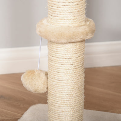 PawHut Cat Tree for Indoor Cats 100cm Kitten Climbing Tower Activity Center with Sisal Scratching Post Condo Perch Hanging Balls Teasing Rope Toy Cushion 