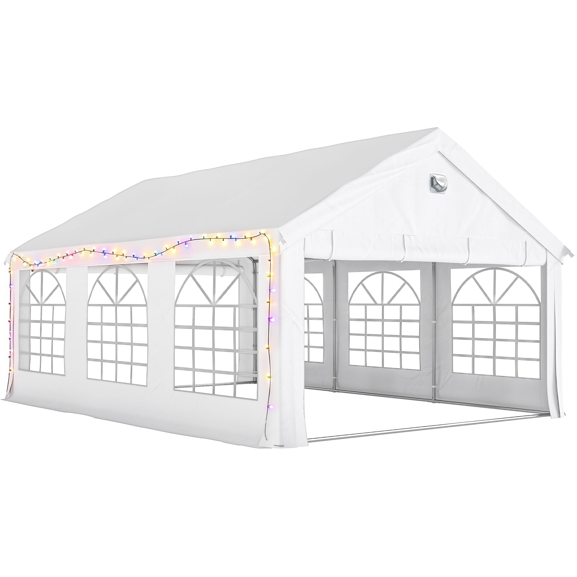 Outsunny 6 x 4 m Party Tent, Heavy Duty Gazebo Canopy with Windows, Outdoor Party Wedding Tent with 4 Removable Sidewalls 