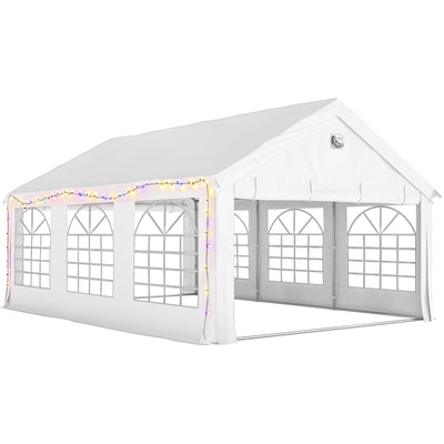 Outsunny 6 x 4 m Party Tent, Heavy Duty Gazebo Canopy with Windows, Outdoor Party Wedding Tent with 4 Removable Sidewalls 