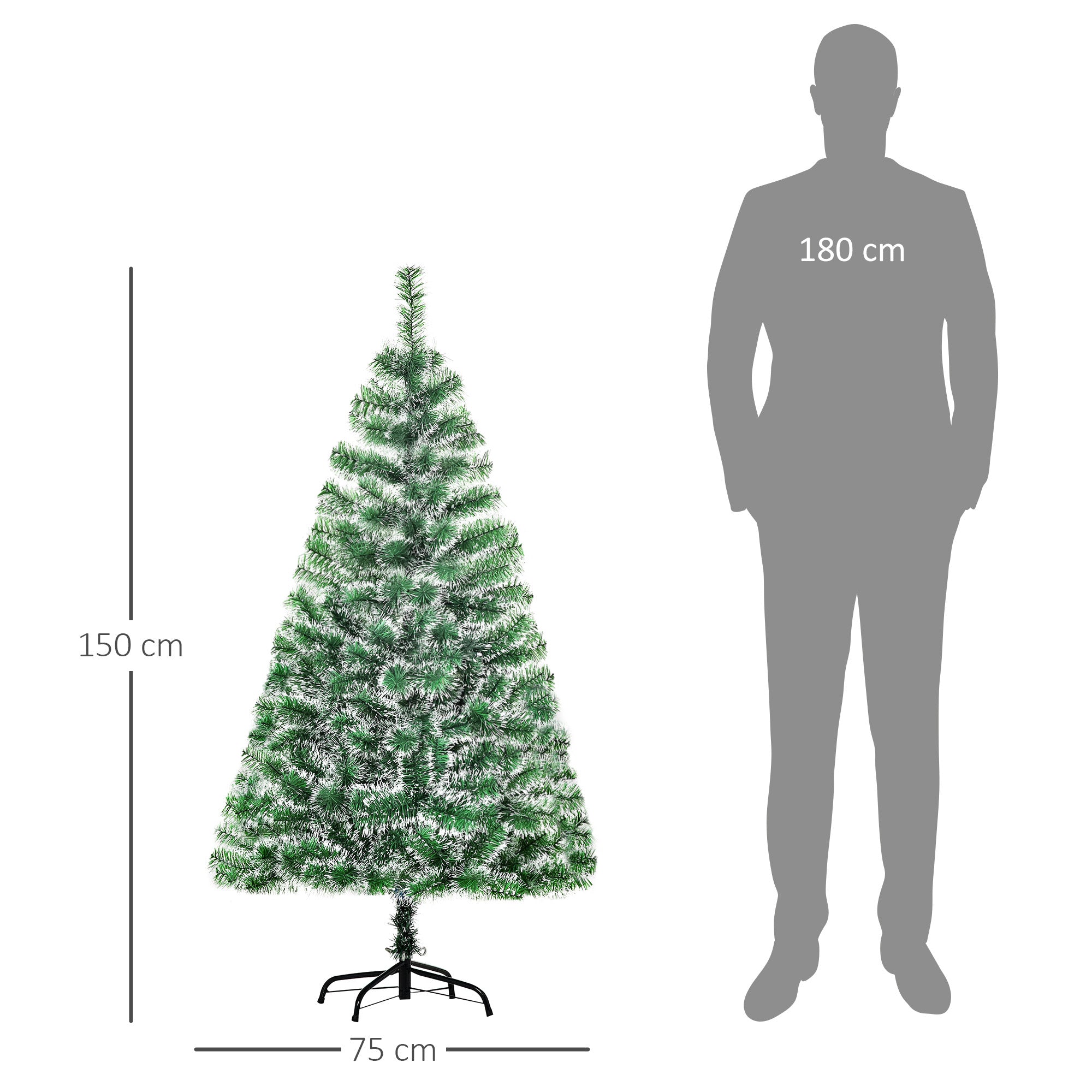HOMCOM 5FT Indoor Christmas Tree Artificial Decoration Xmas Gift with Metal Stand Branch Tips 