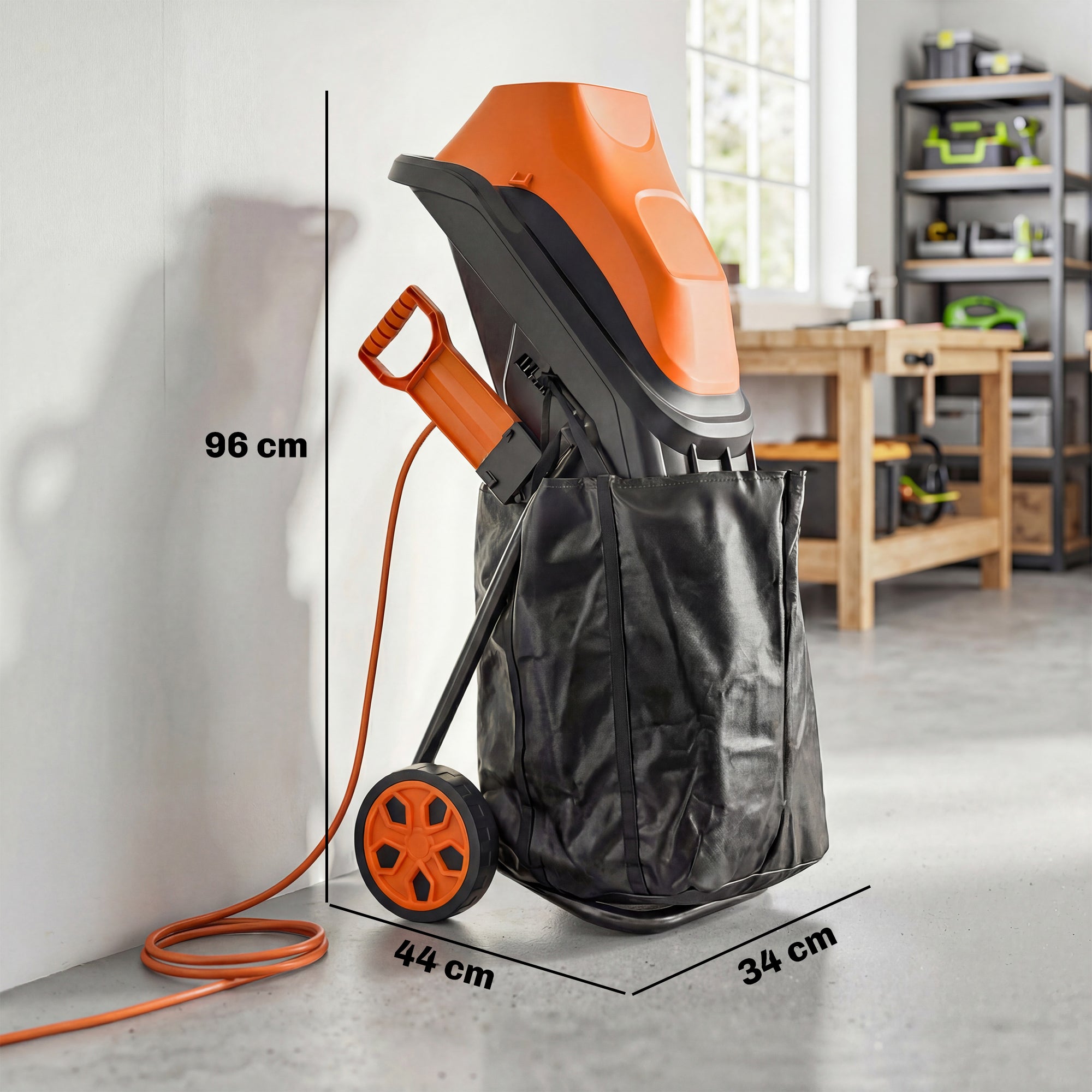 Outsunny 2500W Electric Wood Chipper, Corded Wood Mulcher Shredder with 45L Collection Bag, 4300RPM, 44mm Cutting Diameter 