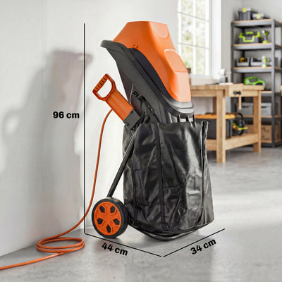Outsunny 2500W Electric Wood Chipper, Corded Wood Mulcher Shredder with 45L Collection Bag, 4300RPM, 44mm Cutting Diameter 
