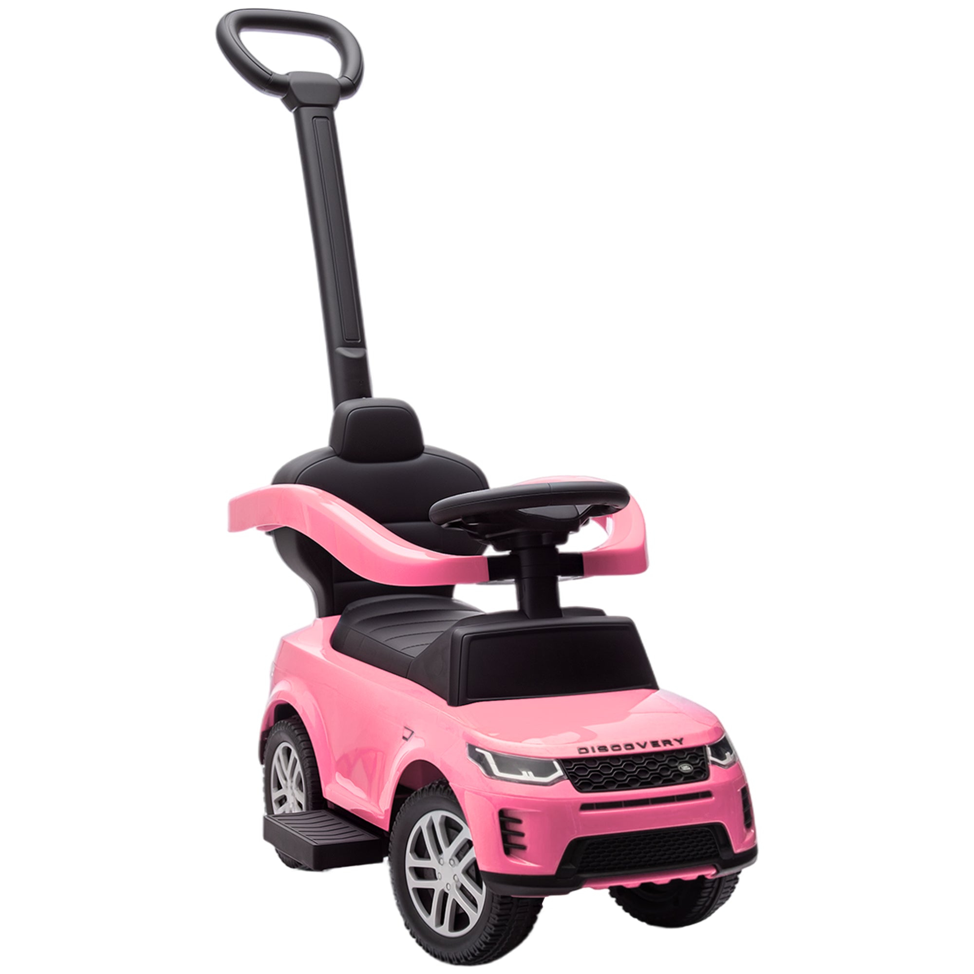 AIYAPLAY Land Rover Discovery Licensed Baby Push Car, 2-in-1 Ride on Car with Push Handle and Safety Guardrail, Pink 