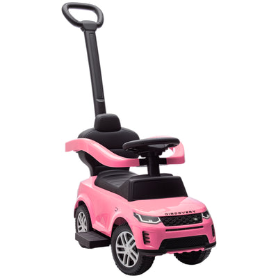 AIYAPLAY Land Rover Discovery Licensed Baby Push Car, 2-in-1 Ride on Car with Push Handle and Safety Guardrail, Pink 