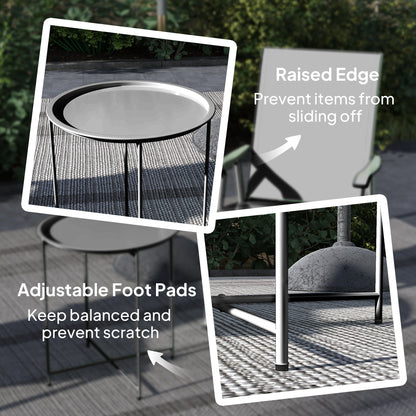 Outsunny Steel Removable Tray Top Garden Table - Black 