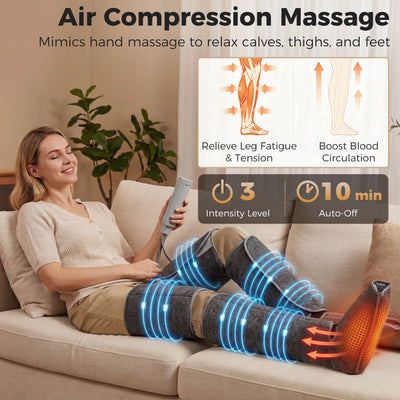 HOMCOM Leg Massager with Heat, Compression, 3 Auto Modes & 3 Intensities, Foot and Calf Massage Machine