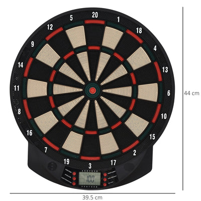 HOMCOM LCD Electronic Dartboard Set Features 26 Games w/ 185 Variations and Include 6 Darts Multi-Game Option Ready-to-Play 