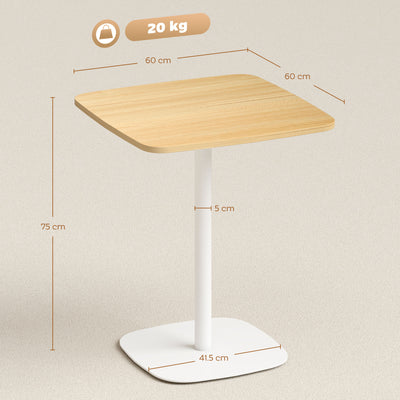 HOMCOM Small Dining Table, 60 cm Square Kitchen Table with Wood-veneer Top and Steel Base - Natural Wood Finish 